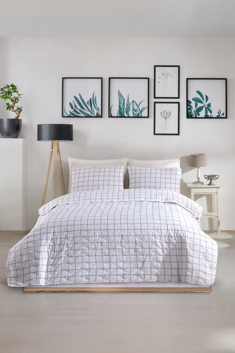 L'essentiel linge de maison Artus Juego de Colcha Doble Gris y Blanco L'essentiel linge de maison Artus Juego de Colcha Doble Gris y Blanco